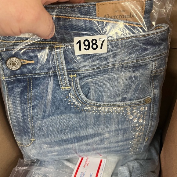 Abercrombie & Fitch Bling Crystal skinny Jeans Womens 10 Stretch Distressed 1987 - Picture 11 of 11